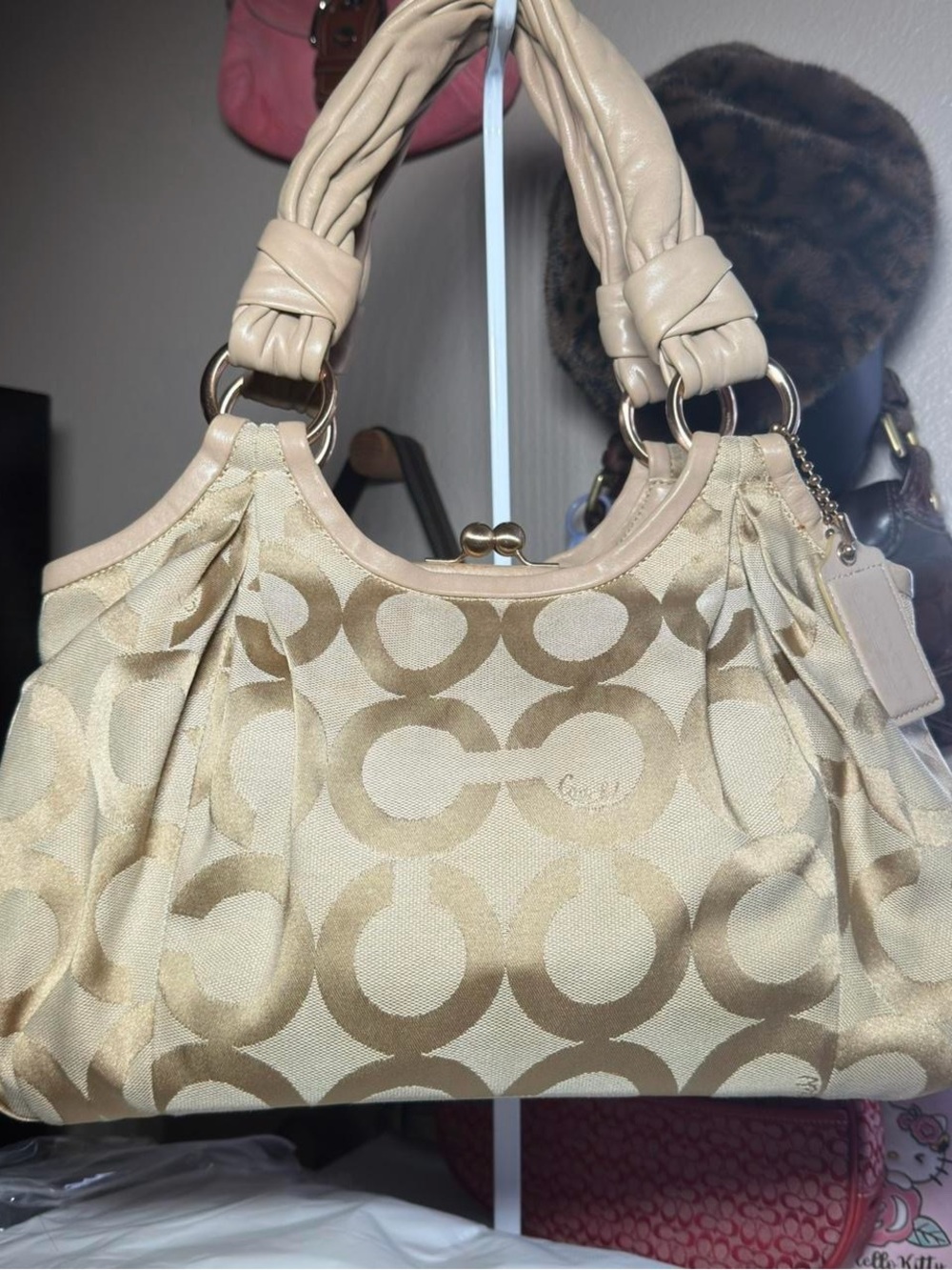 Y2k Vintage Coach tan and cream purse shoulder bag